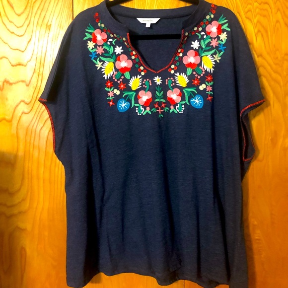 Embroidered Notch Neck Blouse - Picture 1 of 3